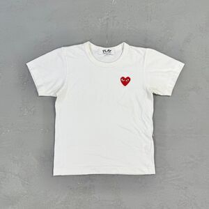 Comme Des Garçons PLAY Classic Heart White Cotton T-shirt Women's XS